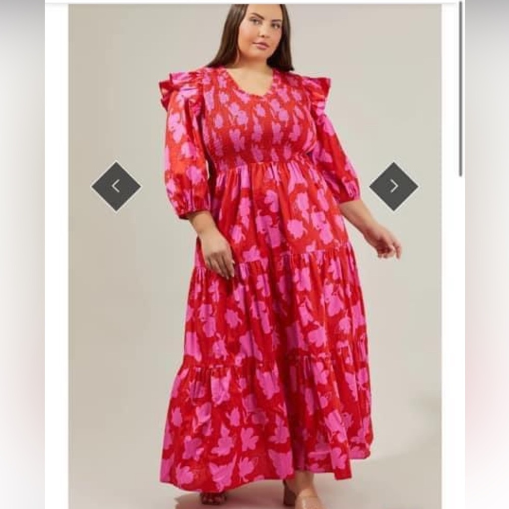 Sugar lips XL EUC hot pink and red dress